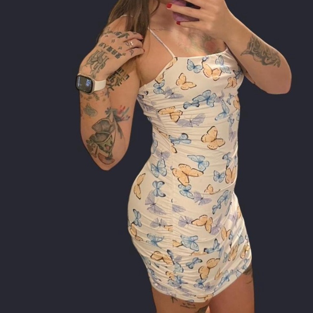 Butterfly Print Spaghetti Strap Dress